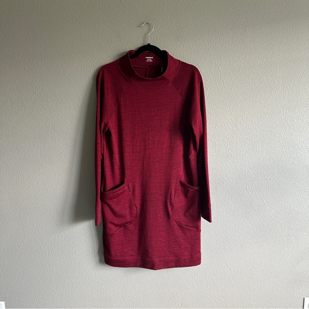 Toad&Co Red Sheath Dress Long Sleeve Mock Neck Large